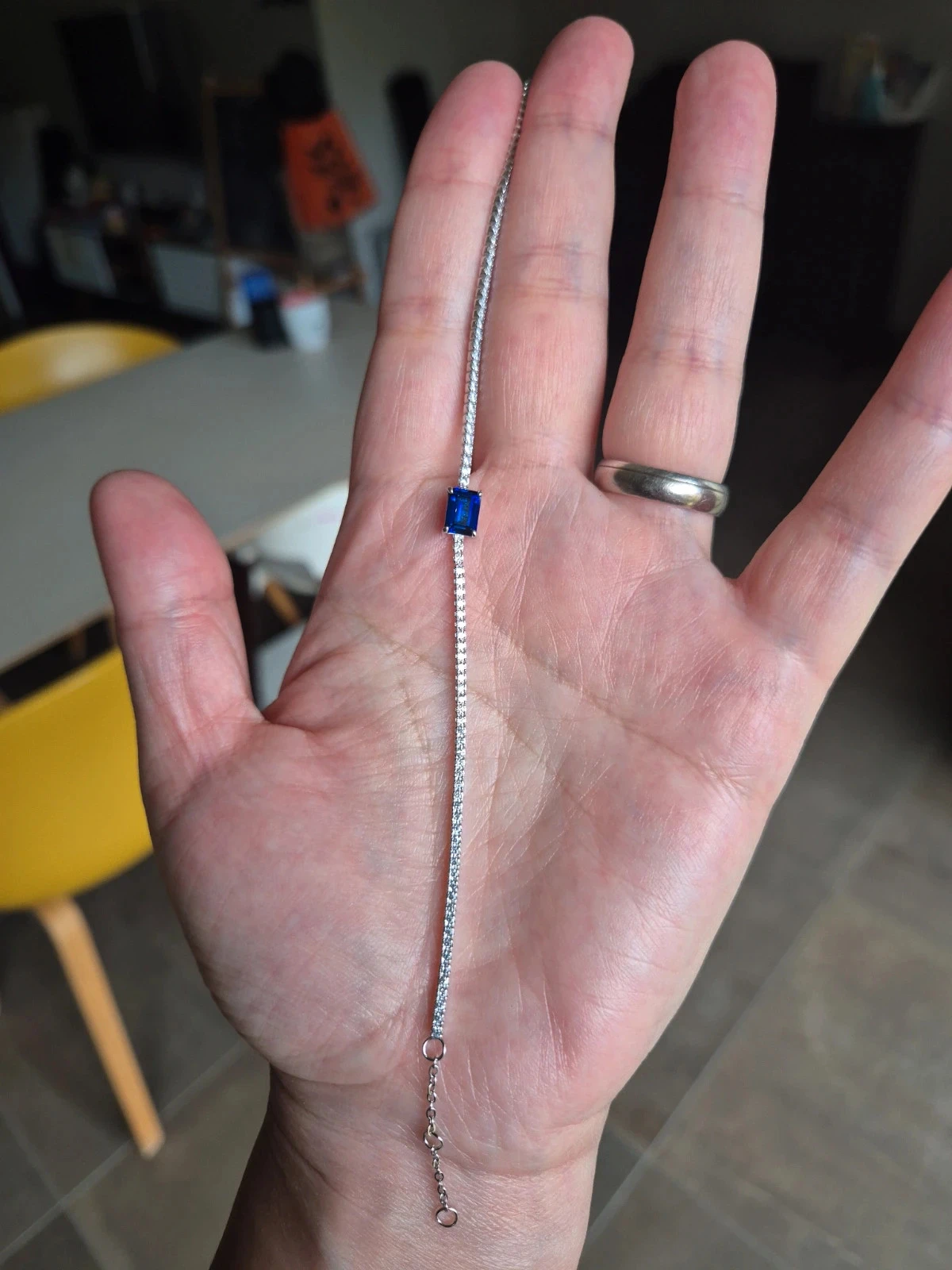 #Lab grown sapphire S925 silver bracelet